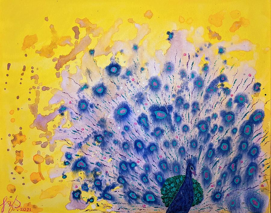 Abstract Painting - Peacock Splash Fantasy by Leilani Zeumer-Spataro Abstract Painting - Peacock Splash Fantasy by Leilani Zeumer-Spataro