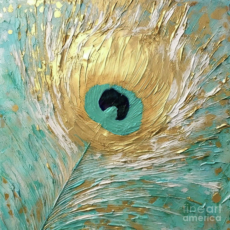 PeacockImpasto I Painting by Mindy Sommers