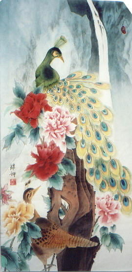 Peacocks Painting by Vina Yang