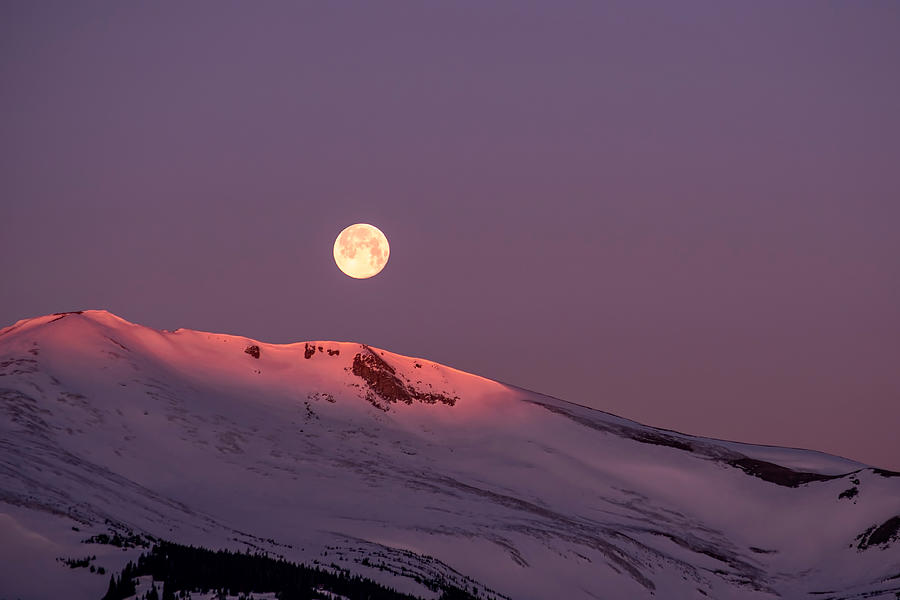 Peak 9 Full Moon Setting Photograph by Michael J Bauer Photography