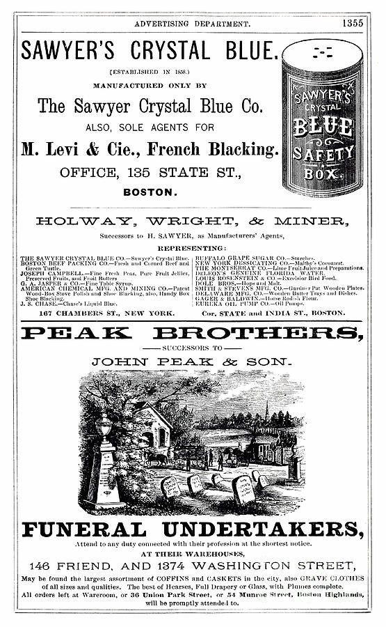 Art Print Peak Bros Funeral Undertakers, Holway Wright and Miner Mfg Agents Boston Mixed Media by Gary Roberts Art Print Peak Bros Funeral Undertakers, Holway Wright and Miner Mfg Agents Boston Mixed Media by Gary Roberts