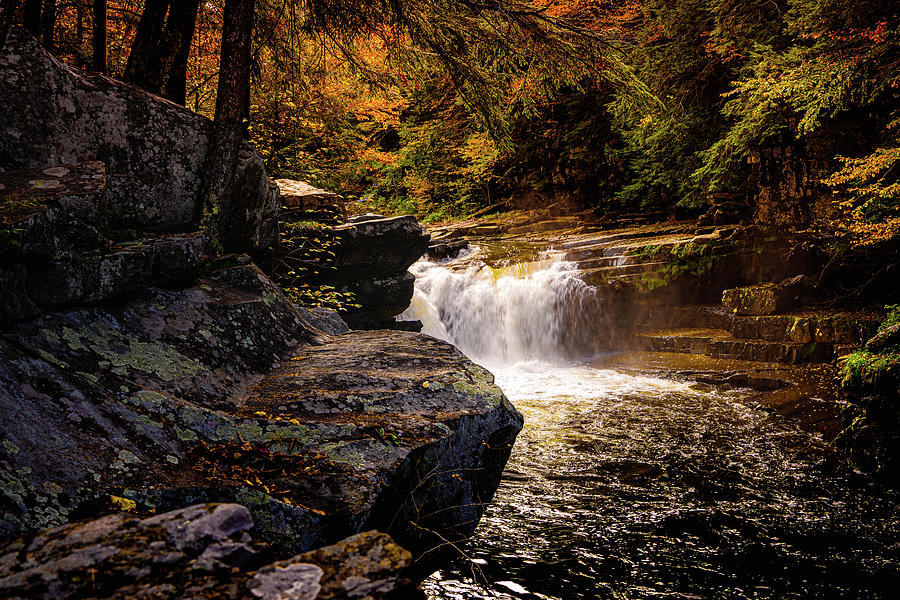 Peak Colors at New Haven River Waterfall Photograph by Daniel Brinneman