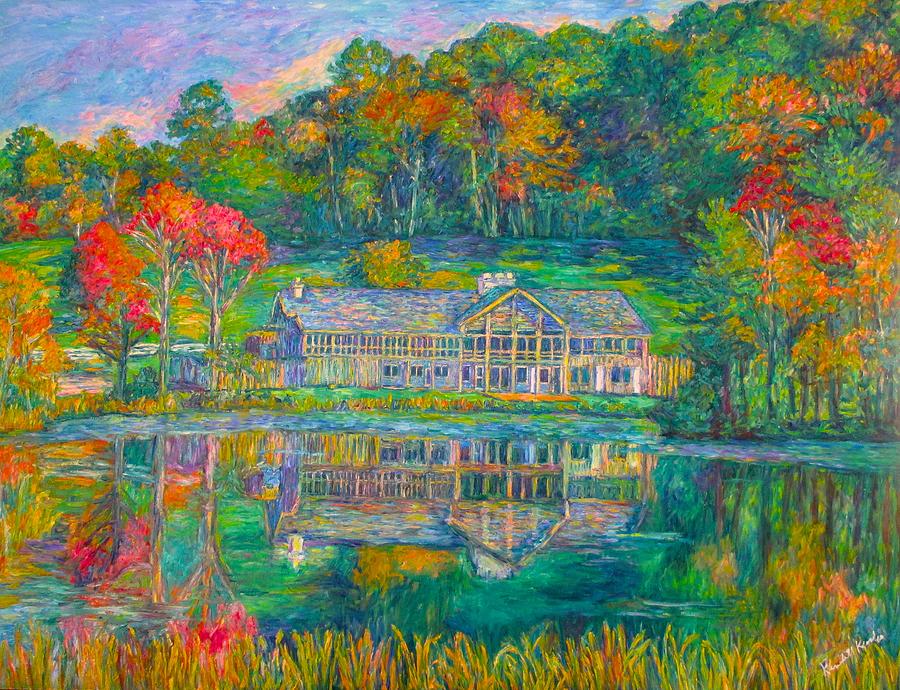 Peaks of Otter Lodge Fall Reflections Painting by Kendall Kessler