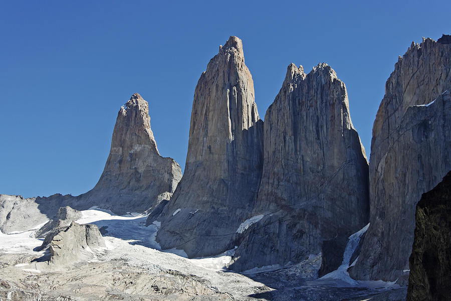Peaks of the three Torres, Torres del Paine National Park, Patagonia, Chile, South America Photograph by Oliver Gerhard