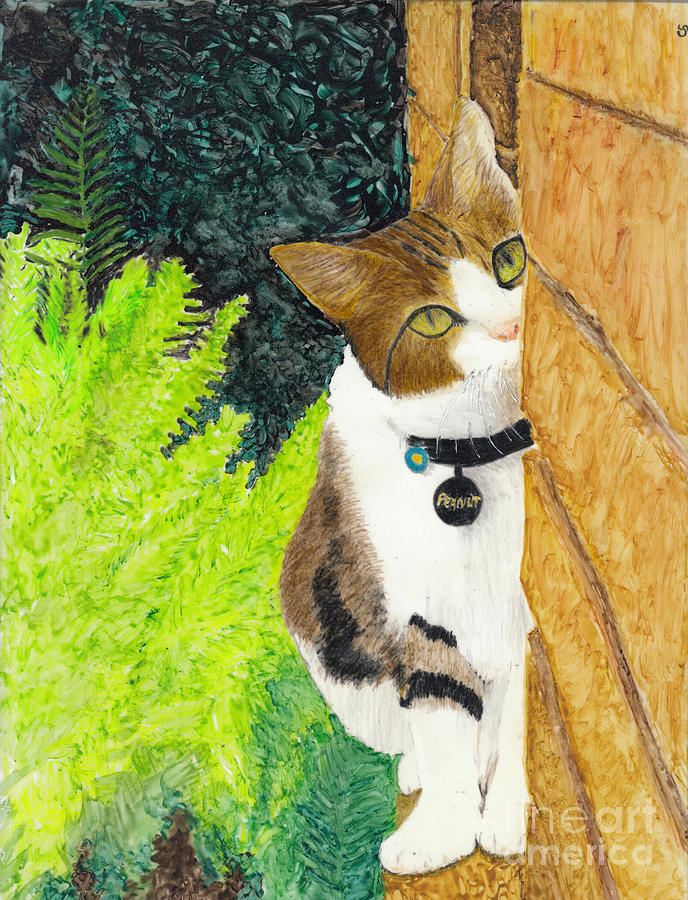 Peanut - A Sweet Cat Portrait In Vertical Painting