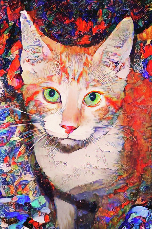 Peanut the Orange Tabby Cat Mixed Media by Peggy Collins