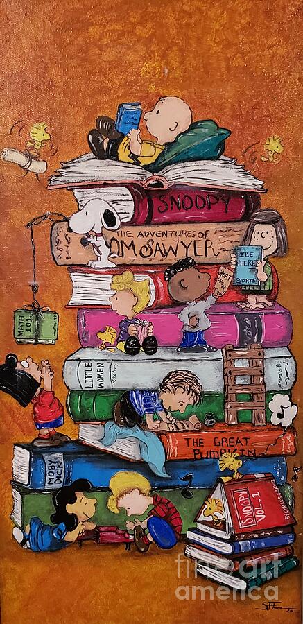 Peanuts Gang and Classic Stories Painting by Sandra Floe