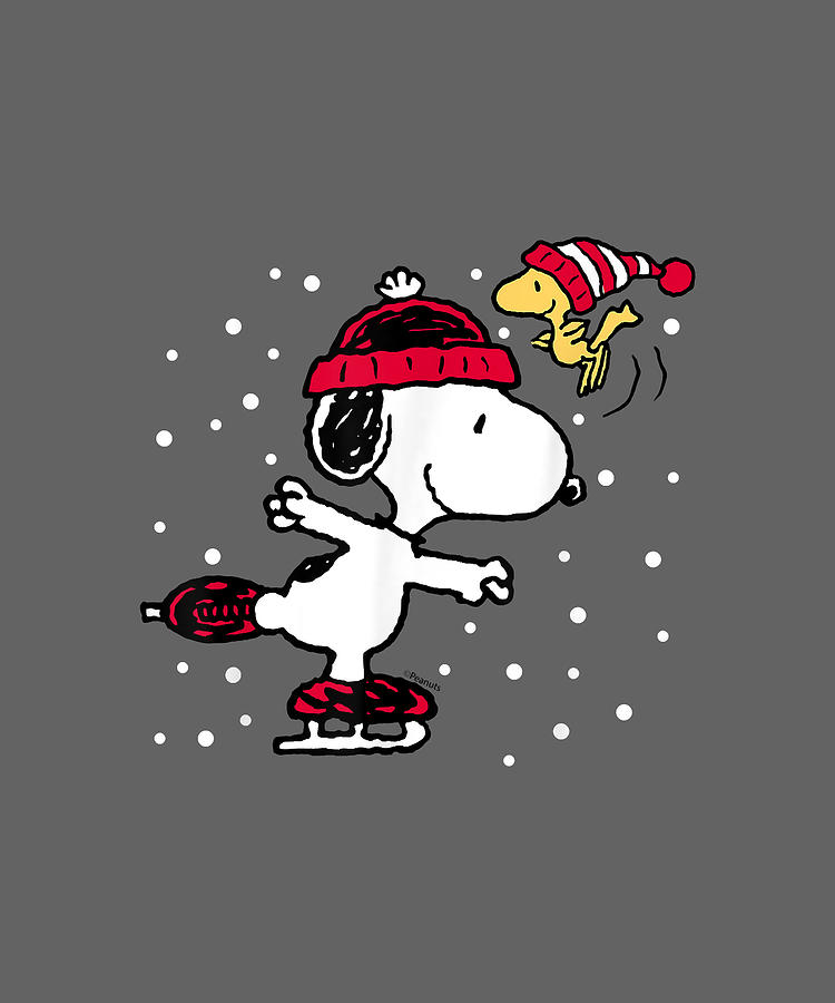 Peanuts Snoopy and Woodstock Skate Holiday Digital Art by Ras Kira