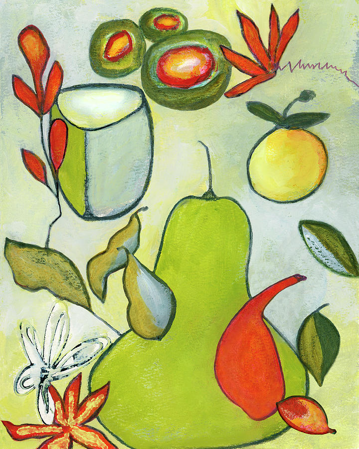 Pear and Petals Painting by Lana MacKenzie