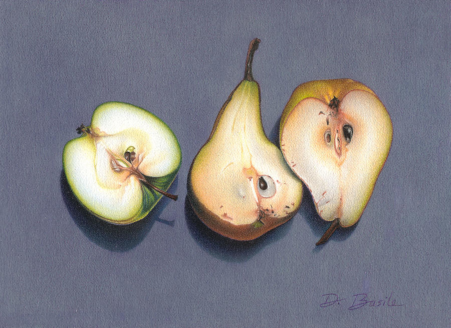 Pear Halves Drawing by Donna Basile