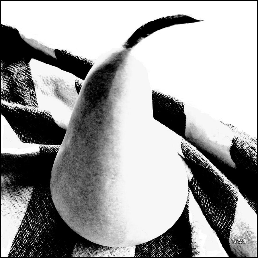 Black And White Photograph - PEAR in B - W by VIVA Anderson