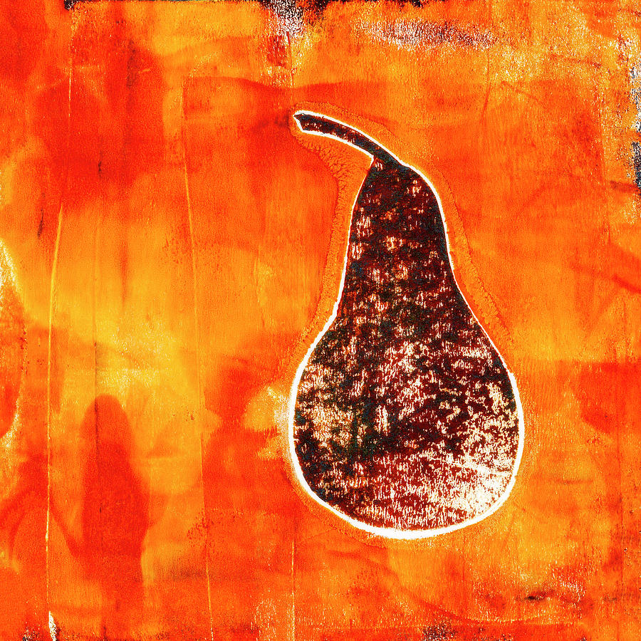 Pear Mixed Media - Pear in Golden Red by Carol Leigh