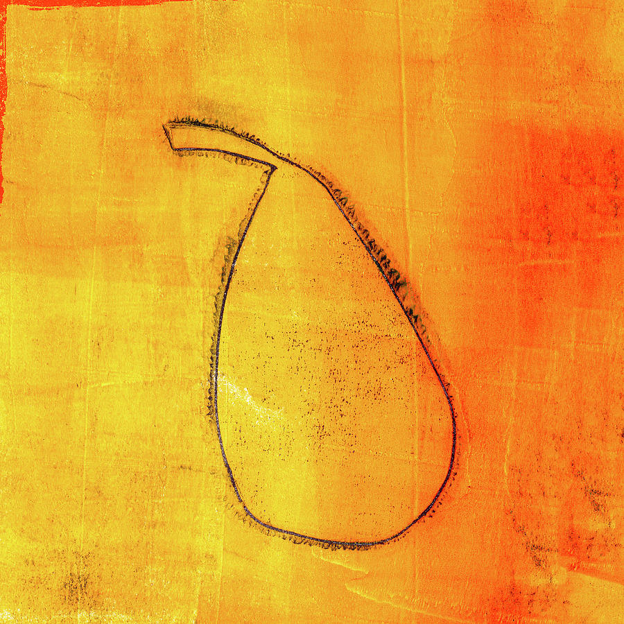 Pear in Yellow and Orange Painting by Carol Leigh