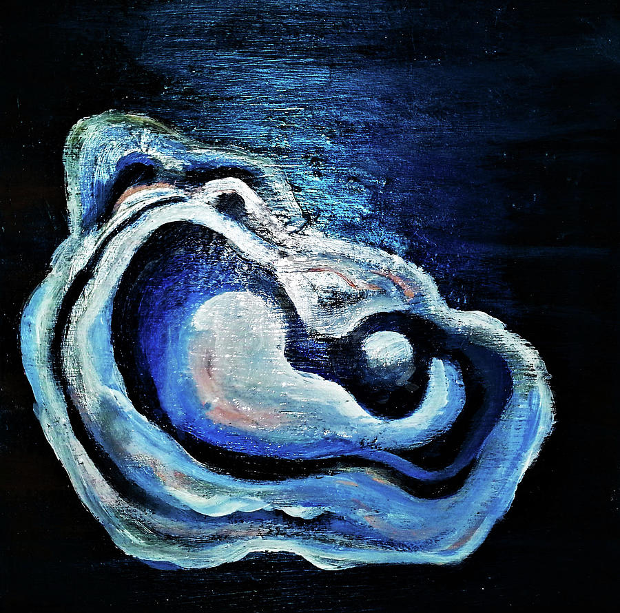 Pearl in Oyster Painting by Margaret Harmon