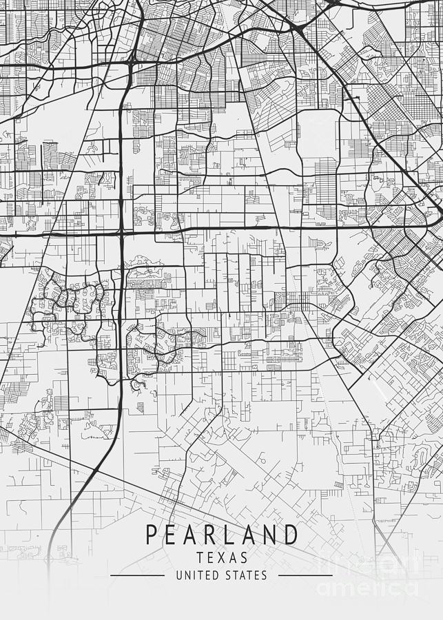 Pearland Texas Us Gray City Map Digital Art By Tien Stencil Fine Art America 9744