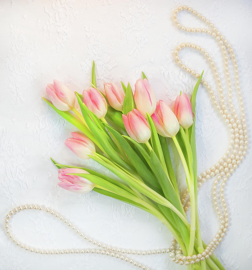 Pearls and Tulips Photograph by Sylvia Goldkranz