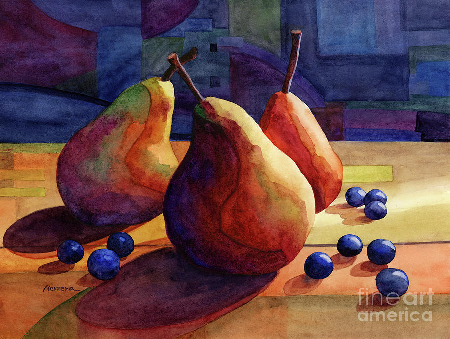 Pears And Blueberries Painting