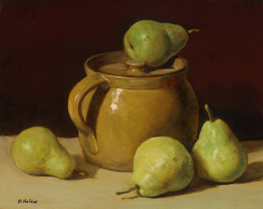 Pears and Rustic Pitcher Painting by Robert Holden - Fine Art America