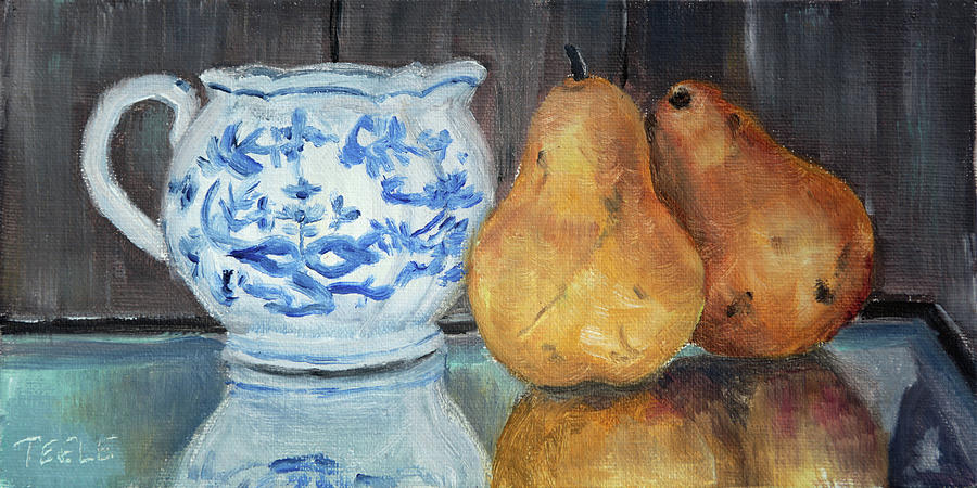 Pears and Syrup Painting by Trina Teele