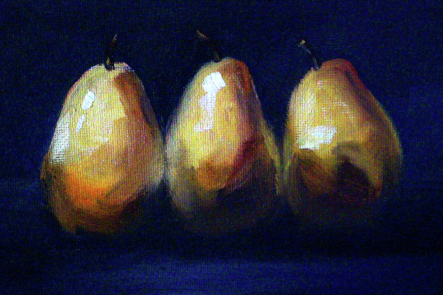 Pears in the Dark Painting by Nancy Merkle