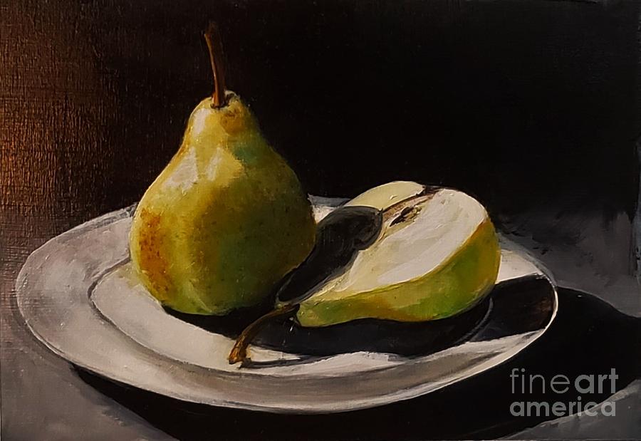 Pears Night Out Painting by Daun Soden-Greene