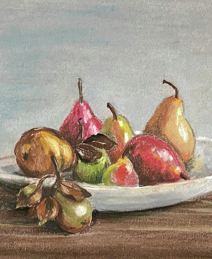 Pears on the Plate Pastel by Masha Batkova