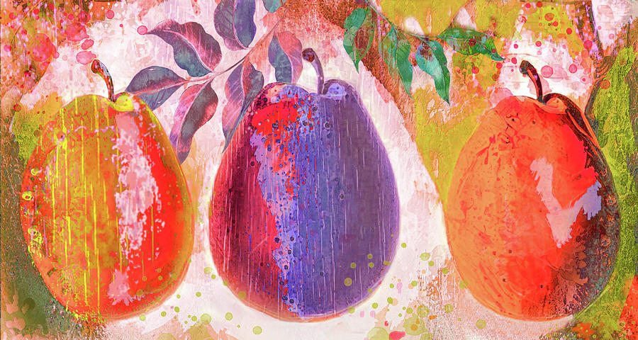 Pears Times Three - Abstract Digital Art