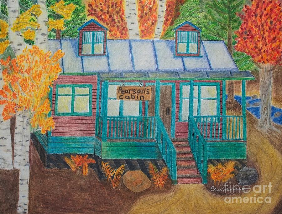 Fall Drawing - Pearsons Cabin by Eric Pearson