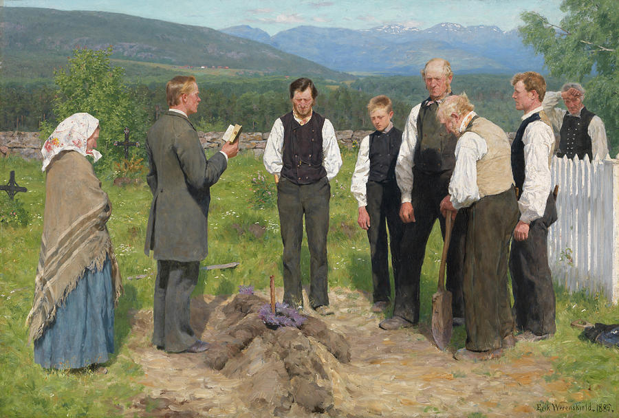 Peasant Burial, 1885 Painting by Erik Werenskiold