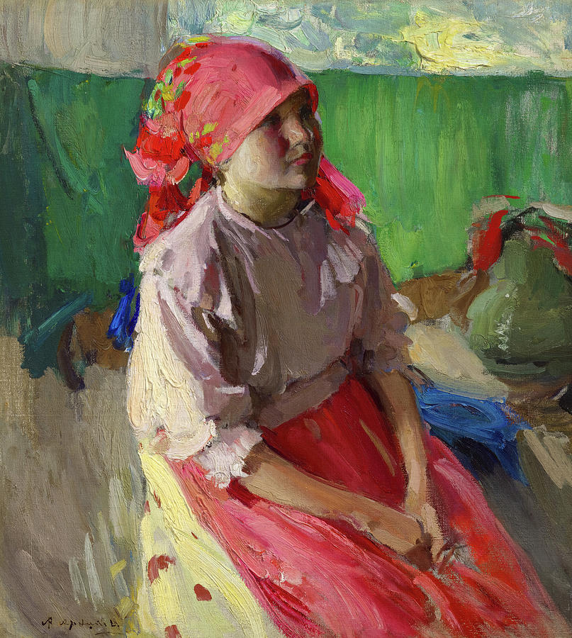 Arkhipov Painting - Peasant Girl by Abram Arkhipov