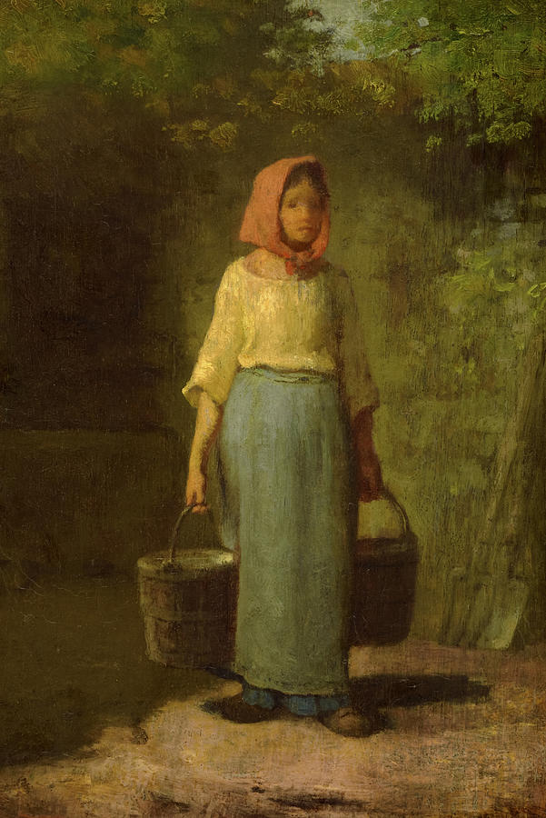 Jean Francois Millet Painting - Peasant Girl Returning from the Well by Jean-Francois Millet
