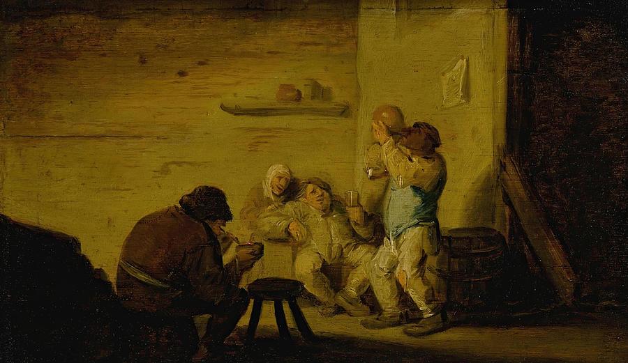 Peasants Drinking And Smoking In A Tavern Drawing By Bartholomeus 