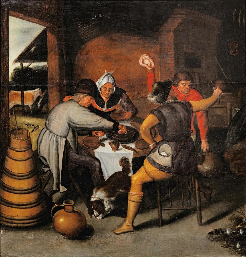 London Drawing - Peasants feeding spanish soldiers during the Siege of Antwerp art by Marten van Cleve Flemish