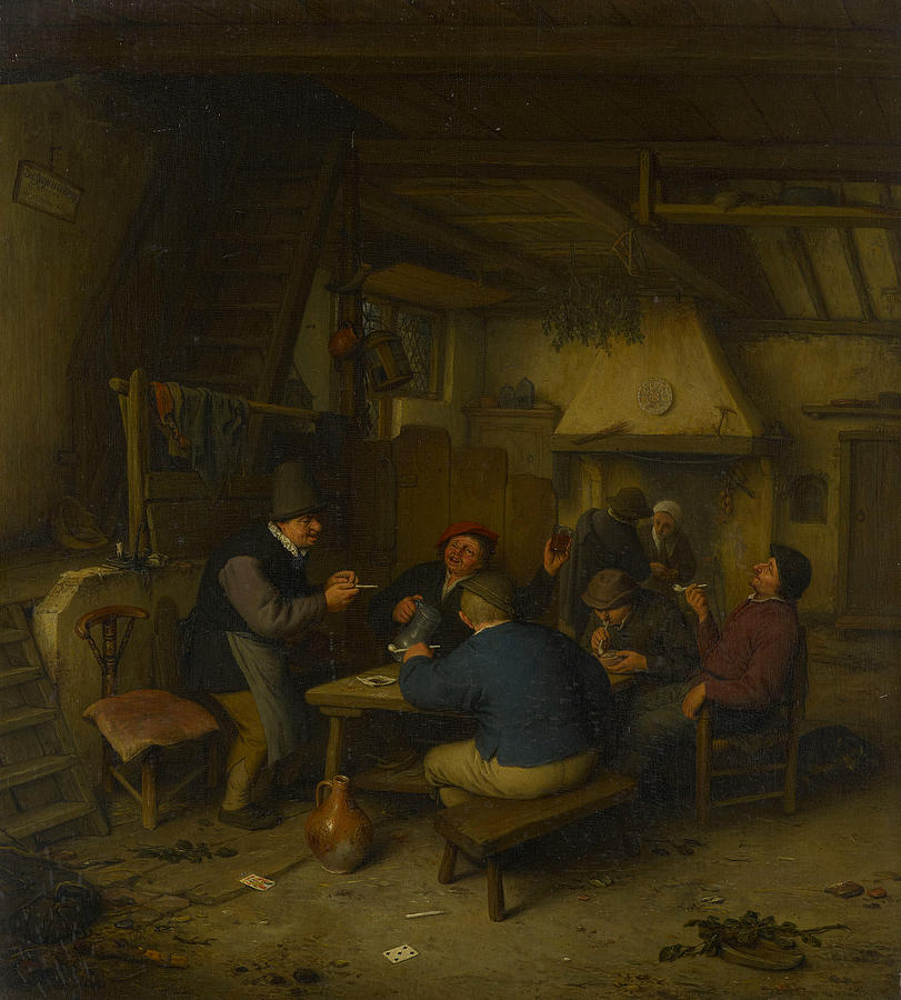 Peasants in a Tavern Painting by Adriaen van Ostade