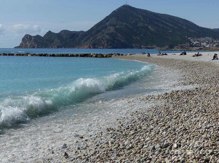 Pebble beach and wave - Altea - Alicante - Spain Photograph by Phil Banks