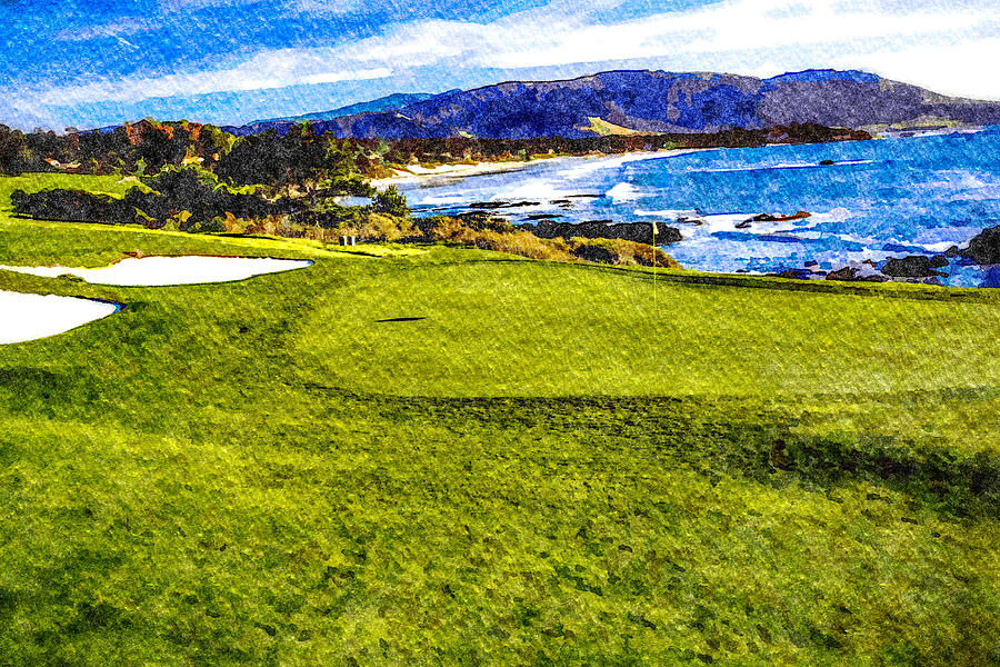 Pebble Beach Golf Links Course 9th Hole 9 ATT ProAm PGA 3WC1 by Sonny