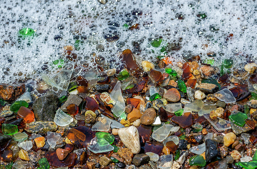Pebbles and Foam Photograph by Cate Franklyn
