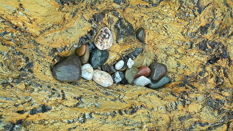 Pebbles on Folded Rocks - Batemans Bay - Australia Photograph by Steven Ralser