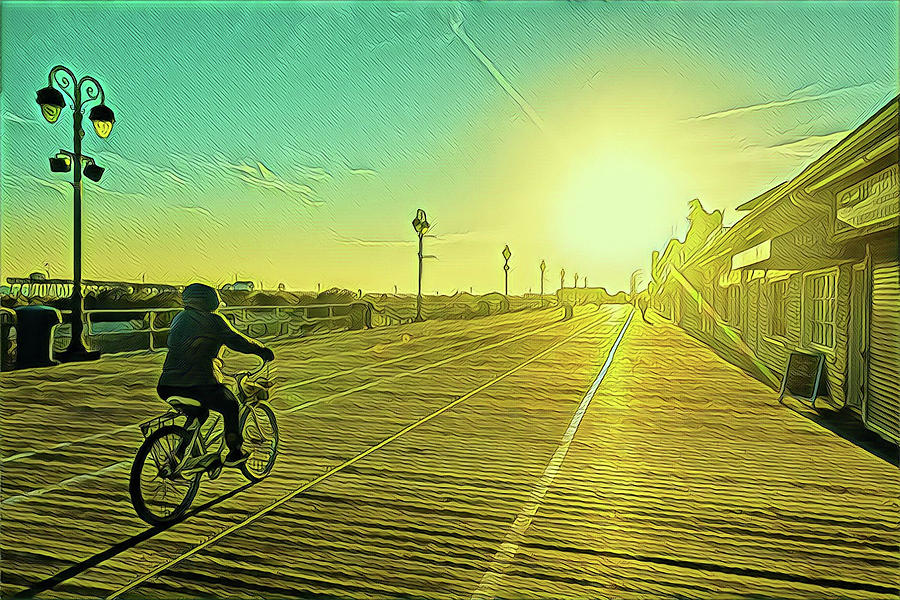 Pedaling Into The Sunset Digital Art