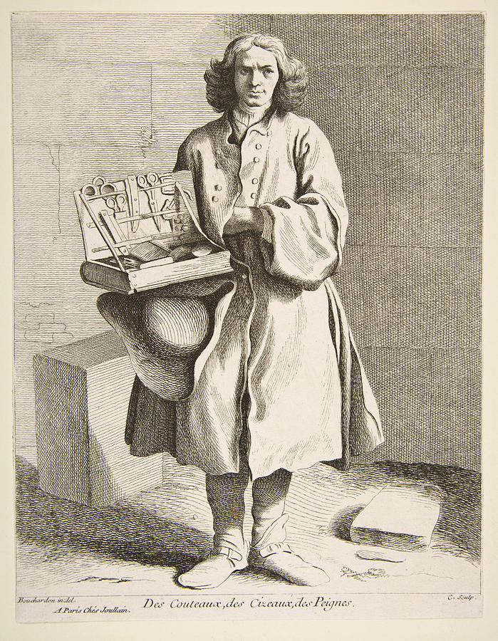 Peddler of Knives, Scissors and Combs Drawing by Anne Claude de Caylus