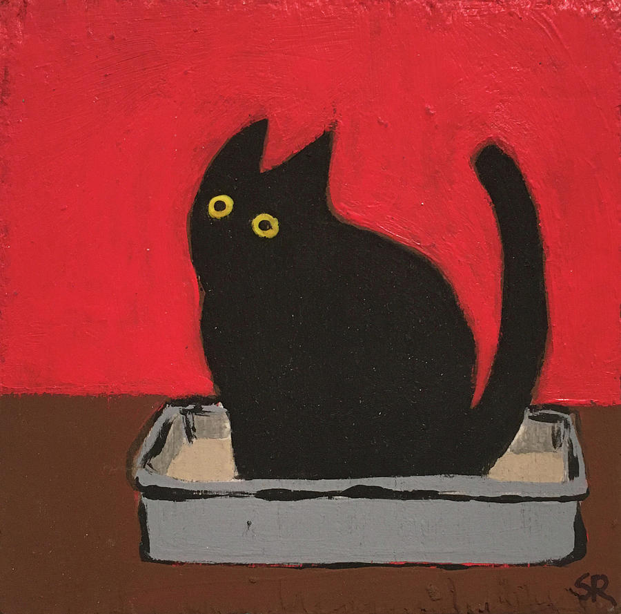 Black Cat Painting - Pee by Sherry Rusinack
