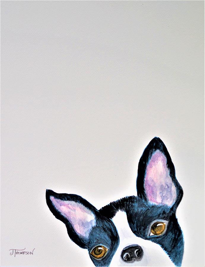 Peek-a-Boo Dog Painting by Judy Thompson
