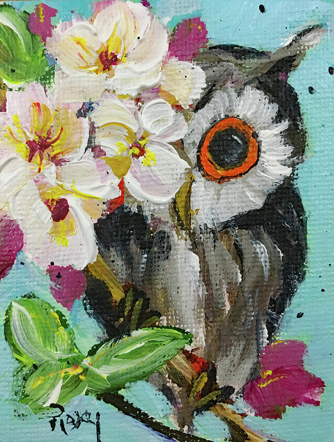 Peek a Boo Owl Painting by Roxy Rich