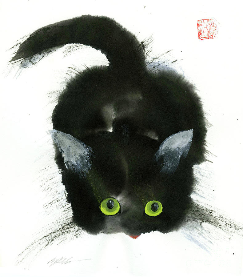 Peekaboo Cat I Painting by Mui-Joo Wee