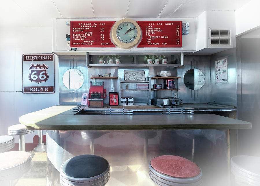 Peeking Inside a Valentine Diner - Route 66 Photograph by Susan Rissi Tregoning