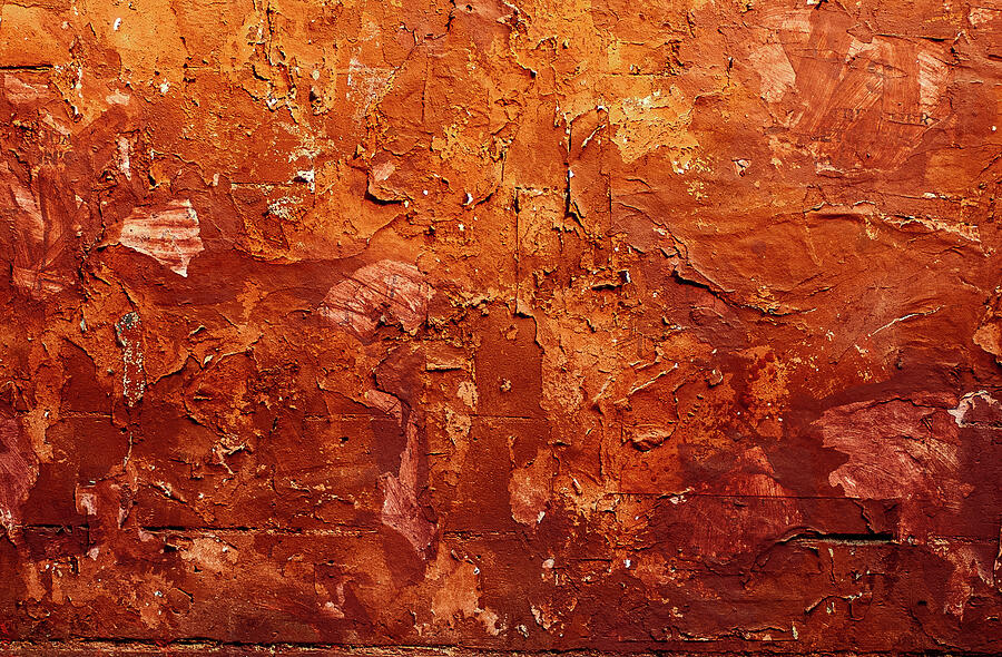 Peeling orange wall abstract Photograph by David Smith