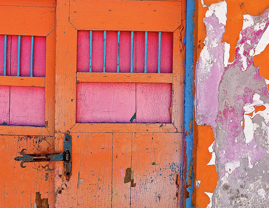 Peeling Paint and Door- Cozumel, Mexico Photograph by David Morehead