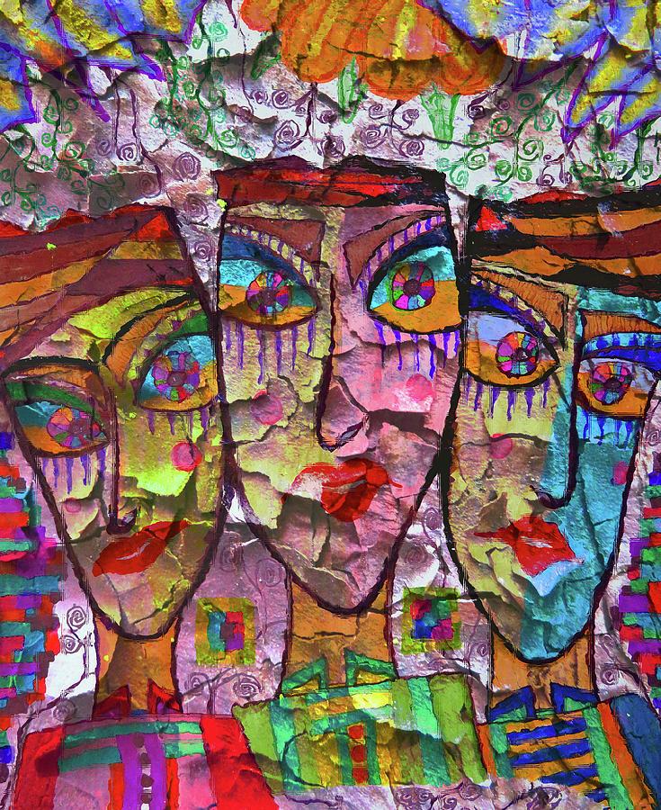 Peeling Paint Faces Mixed Media by Marie Jamieson