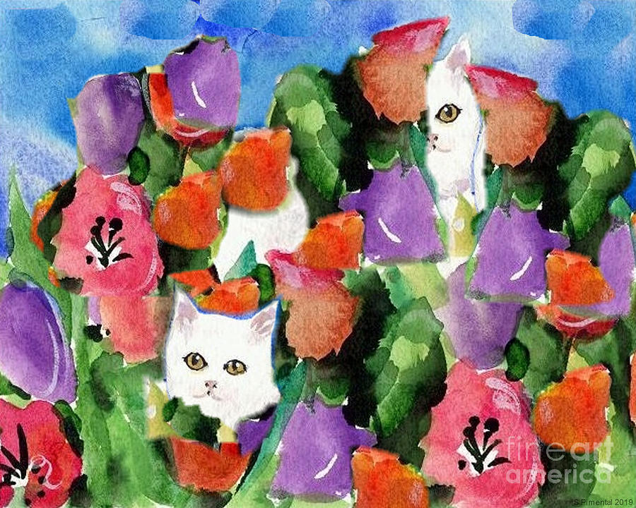 Peeping Kitties Painting by Follow Themoonart Peeping Kitties Painting by Follow Themoonart