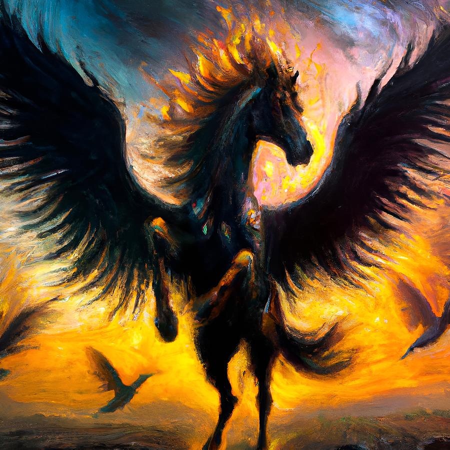 Pegasus Bringing Fire and Brimstone Digital Art by Beverly Read